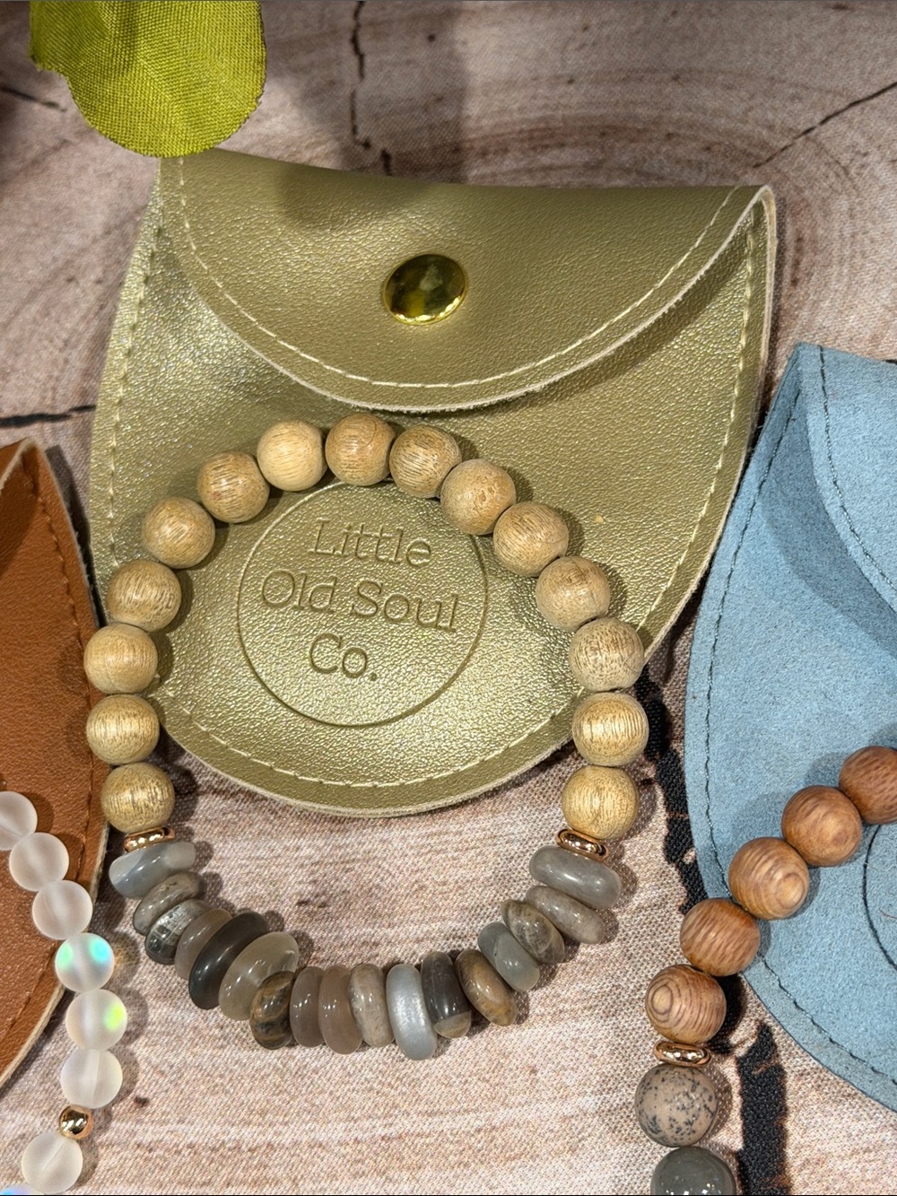 Little Old Soul Co. Beaded Bracelet Trio - Neutral, Sand, Opal Colors - Picture 3 of 4